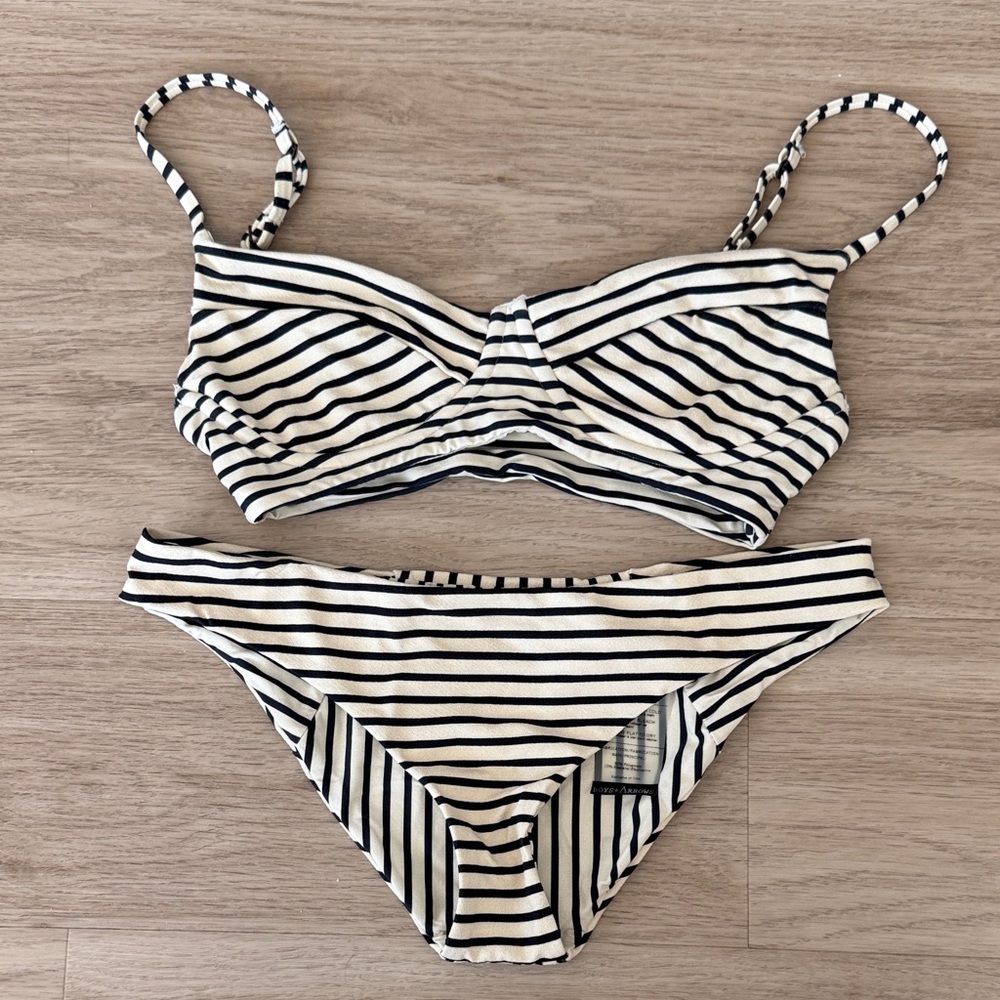 Boys + Arrows Black and Cream Striped Bikini